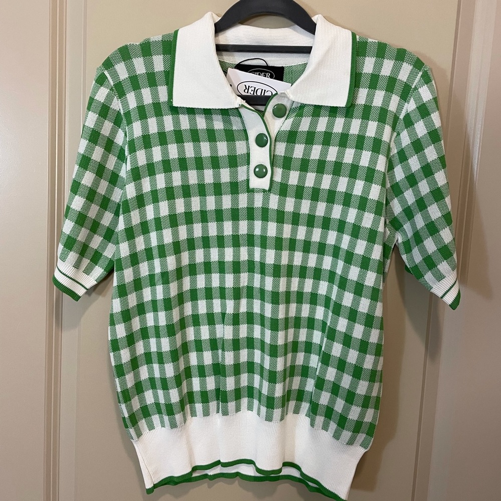 NWT Cider short sleeve plaid sweater